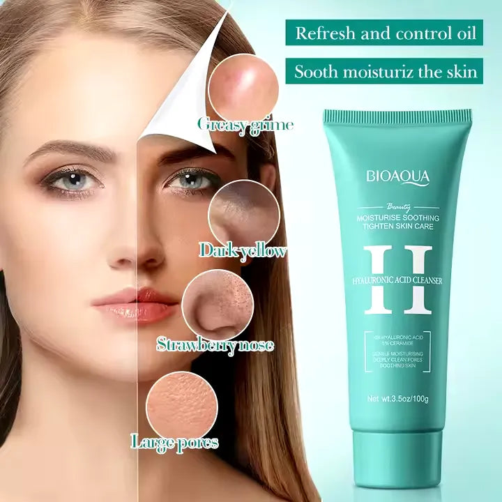 BIOAQUA Hyaluronic Acid Deep Cleaning Acne Oil Control Facial Cleanser - 100g | Premium Skincare & Beauty Products in Pakistan