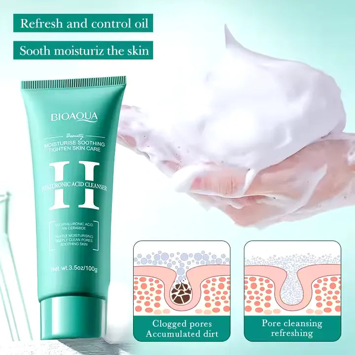 BIOAQUA Hyaluronic Acid Deep Cleaning Acne Oil Control Facial Cleanser - 100g | Premium Skincare & Beauty Products in Pakistan