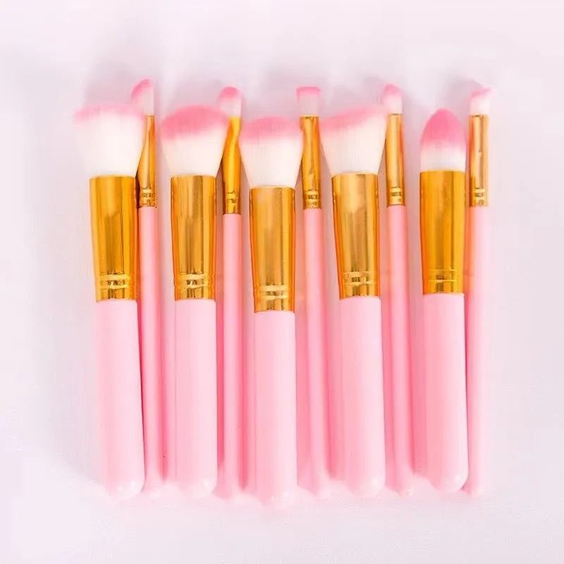 10Pcs Makeup Brush Set Soft Nylon Hair Vegan