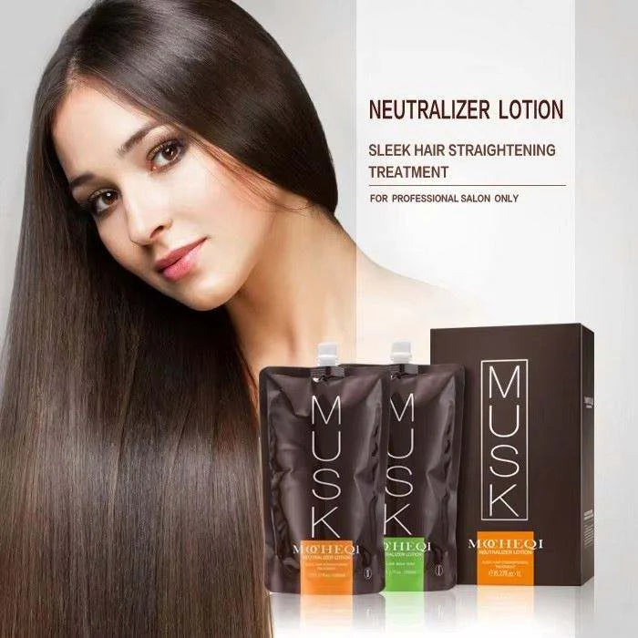 MOCHEQI Musk professional hair straightening cream and neutralizer lotion kit - 120ml