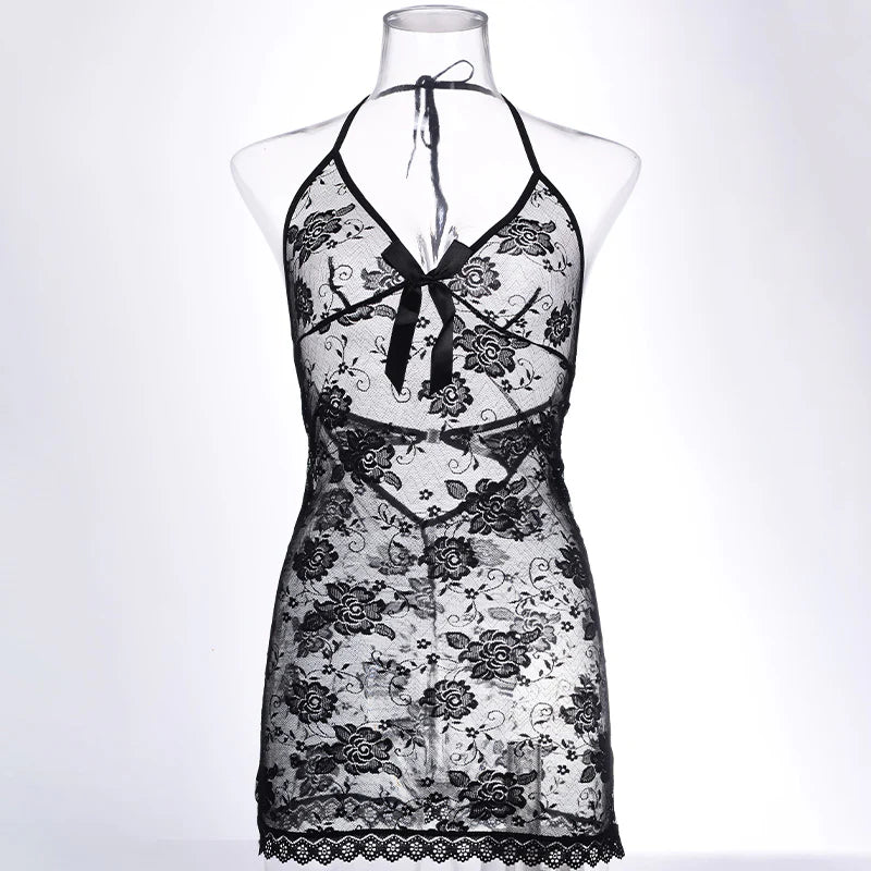 black lace babydoll lingerie set