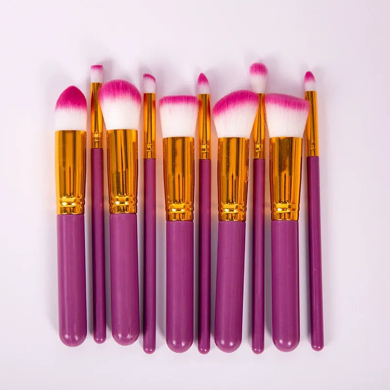 10Pcs Makeup Brush Set Soft Nylon Hair Vegan