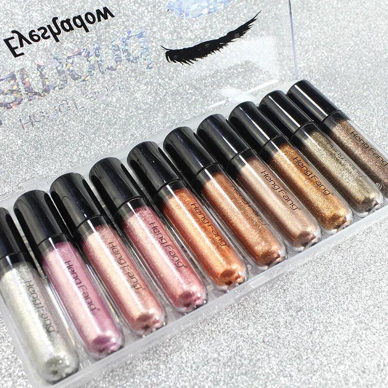 Heng Fang Diamond Glitter Liquid Eyeshadow - 10Pcs