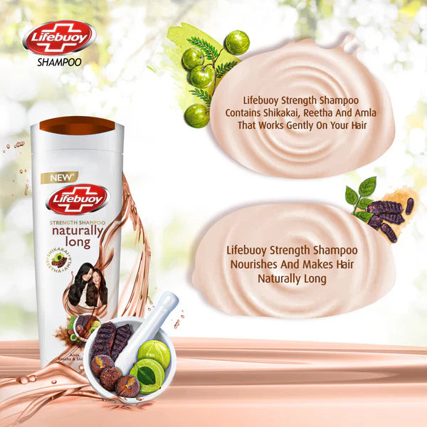 Lifebuoy Naturally Long Amla Reetha & Shikakai Strength Shampoo, 370ml