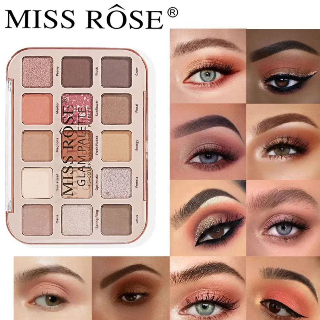 Miss Rose Glam Eyeshadow Palette -  15 Color