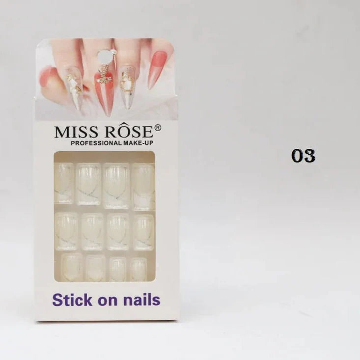 Miss Rose Stick on French Nails Pack