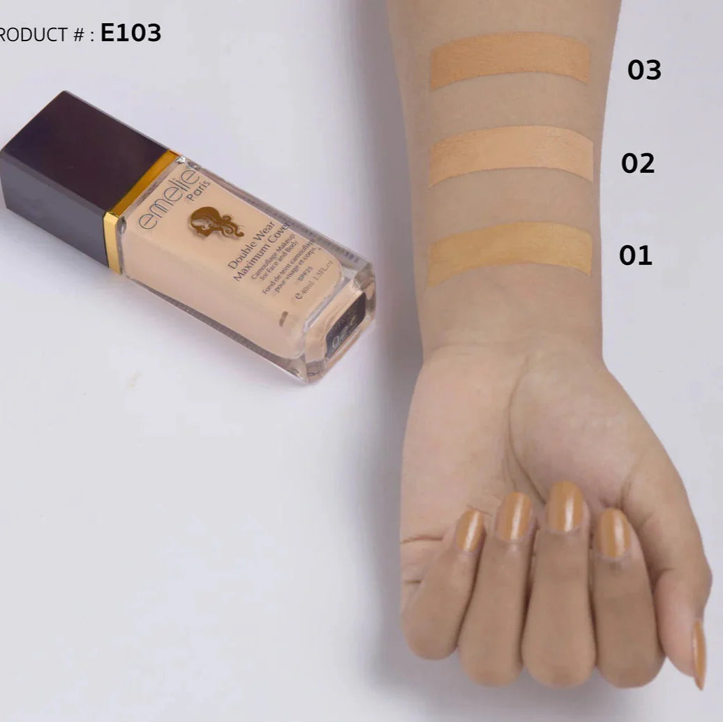 Emelie Paris Double Wear Maximum Cover Waterproof Foundation - 40ml