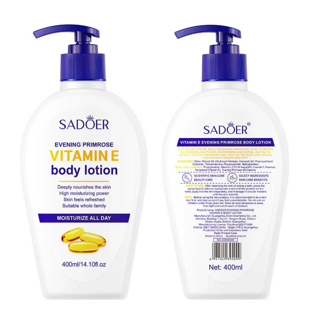 Sadoer Vitamin E Body Lotion Purified Moisturizing Glowing Refreshing 400ml