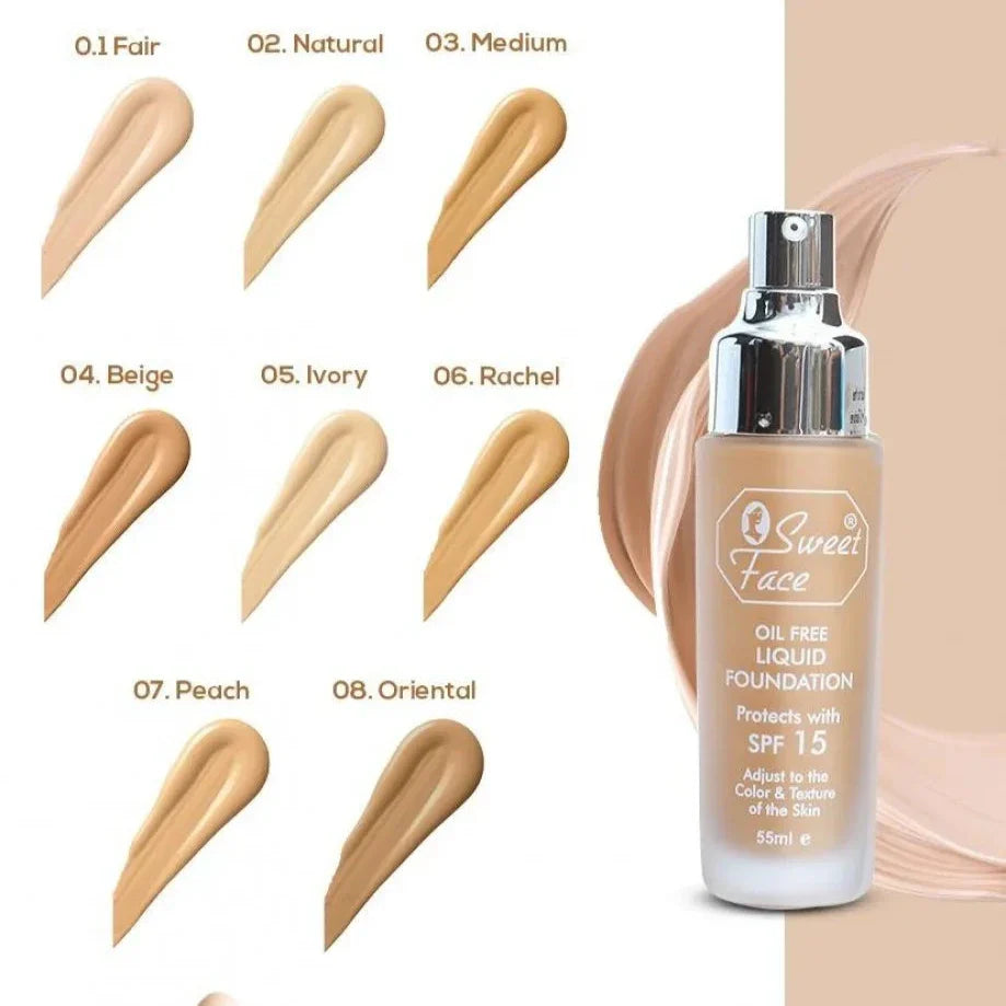 Sweet Face Oil Free Liquid Foundation SPF 15 - 55ml