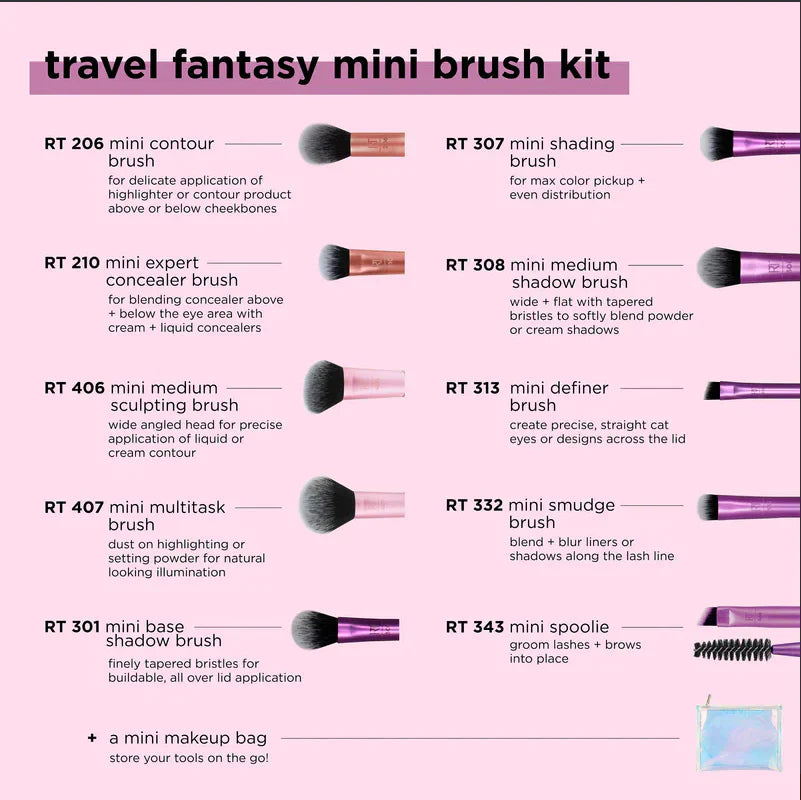 Real Techniques Travel Fantasy Mini Brush Set- 10PCS