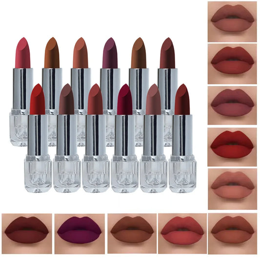 Romantic Bird Velvet Matte Lipstick Set - 12 Pcs