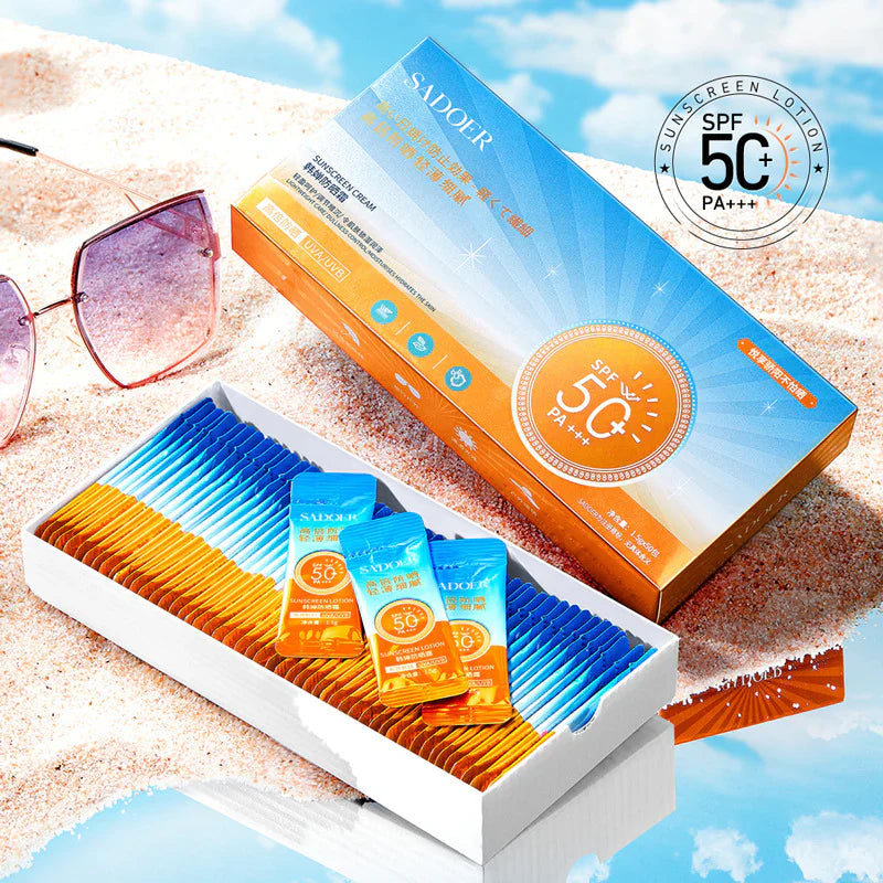 Sadoer SPF50 Sunscreen Cream Pack Of 50 Sachet In Box