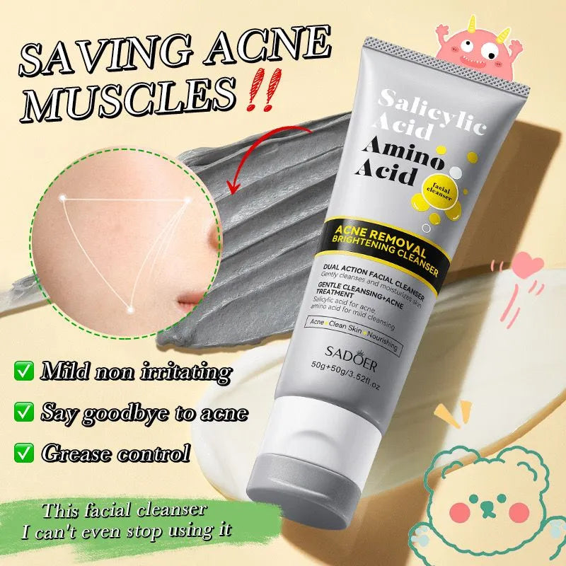 Sadoer Salicylic Acid Amino Acid Acne Removal Brightening Dual Action Facial Cleanser 50g | Premium Skincare & Beauty Products in Pakistan