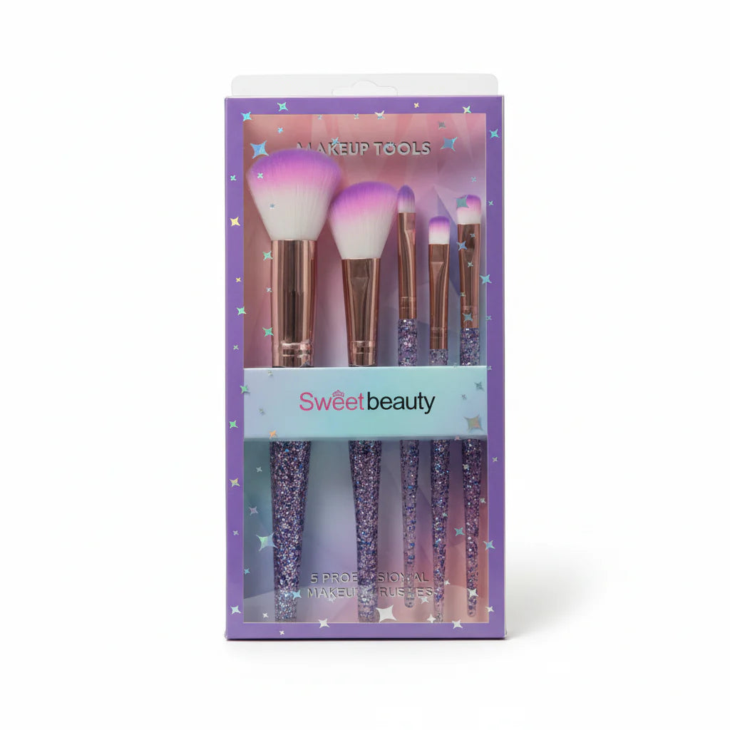 Sweet Beauty Glitter Makeup Brushes - 5 Pcs