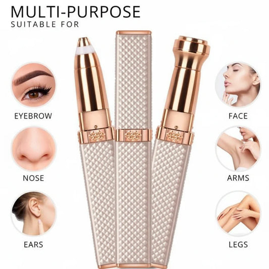 USB Rechargeable 2-in-1 Flawless Facial & Eyebrow Hair Remover Machine with LED Light