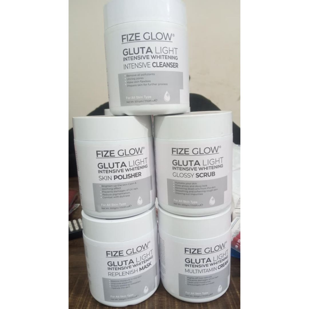 Fize Glow Gluta Light Facial Kit – 5 in 1 Complete Skincare Set -500g Each | Premium Skincare & Beauty Products in Pakistan