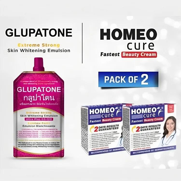 2 In 1 GLUPATONE Whitening Emulsion With Homeo Cure Cream