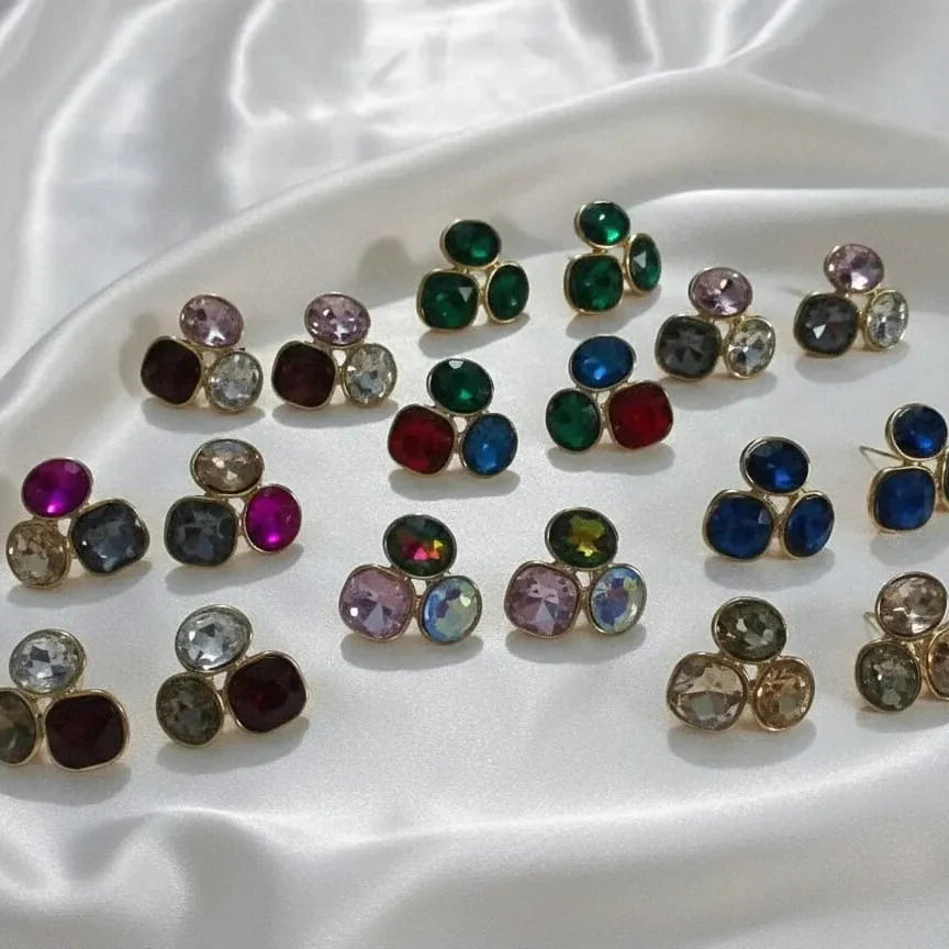 Colorful Oval Geometric Stud