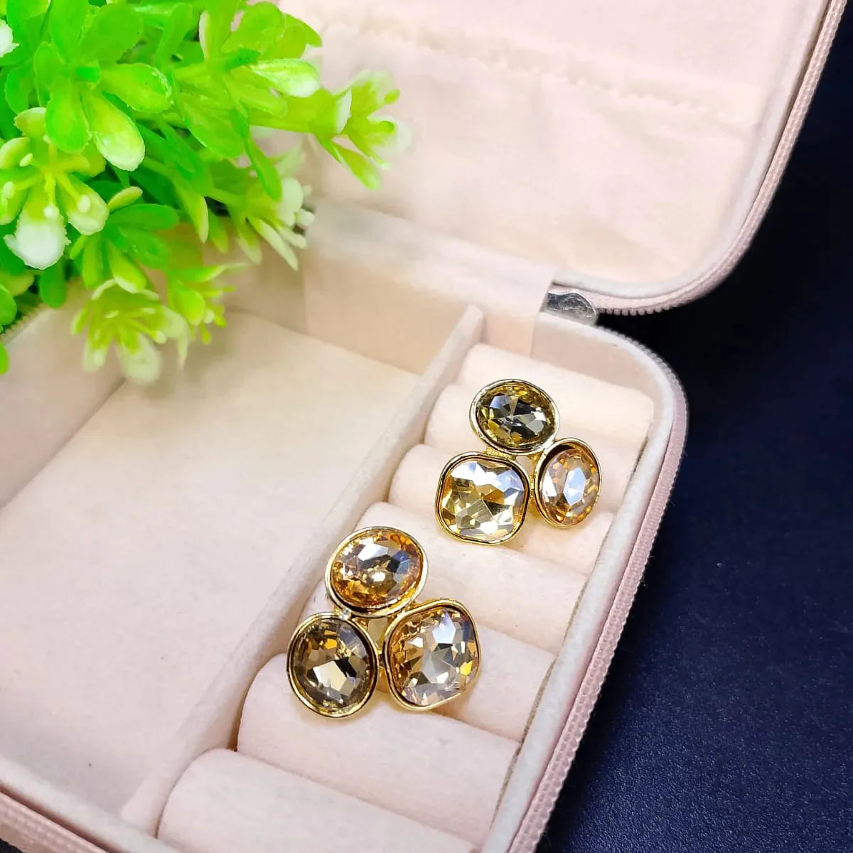 Colorful Oval Geometric Stud