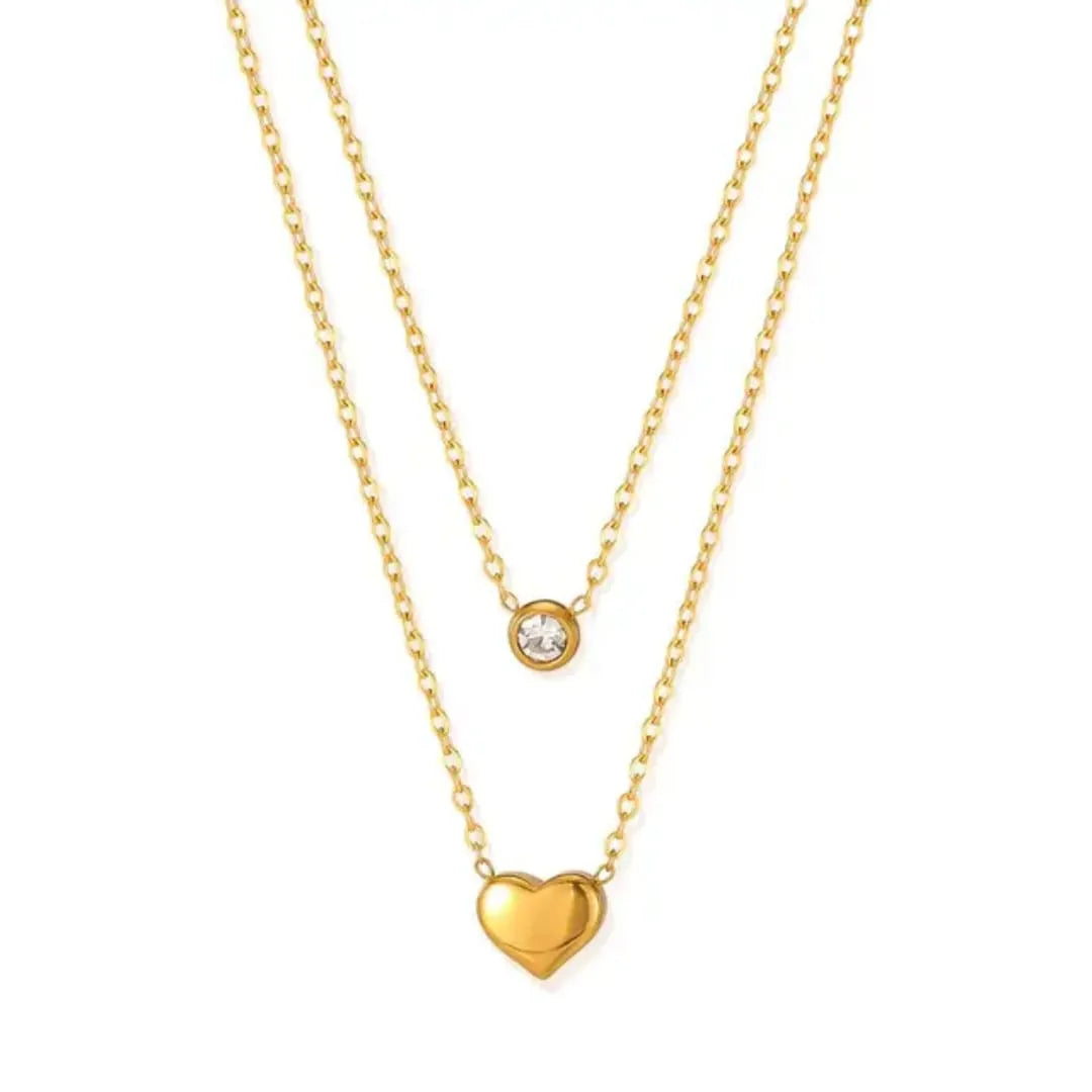 Stainless Steel Heart Double Layer Chain
