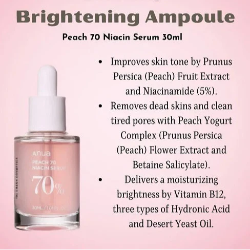 Anua - Peach 70% Niacinamide Serum - 30ml - Made in Korea | Premium Skincare & Beauty Products in Pakistan