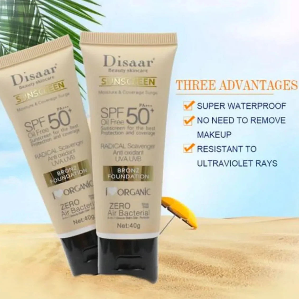 Disaar Sunscreen Bronz Foundation SPF 50 Oil-Free – 40g | Premium Skincare & Beauty Products in Pakistan
