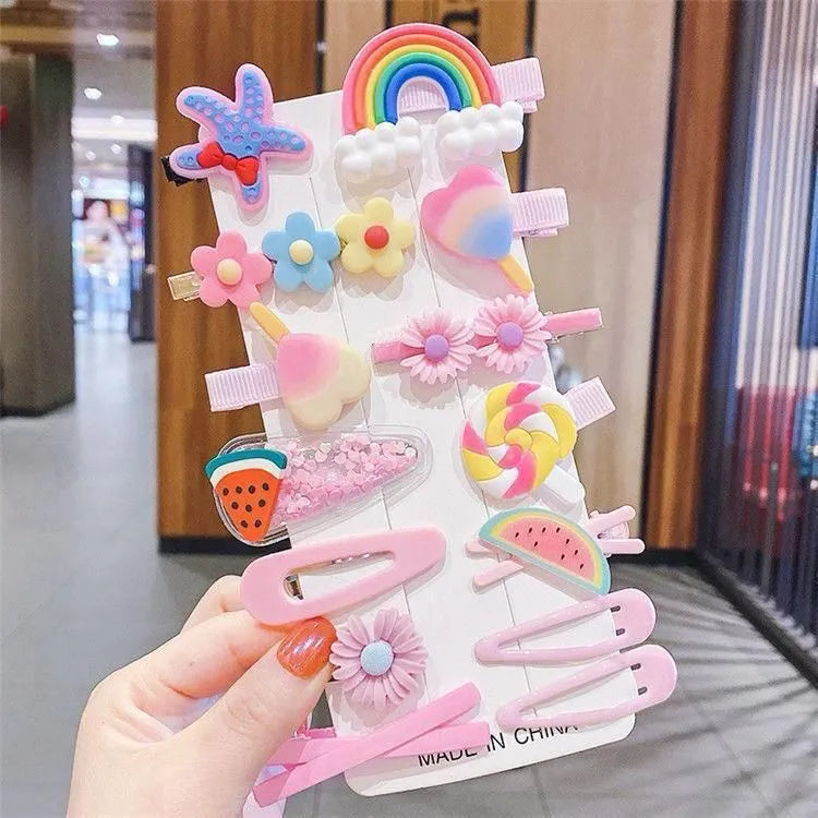 14 Pcs Little Girls Princess Hairpins – Sweet Style Baby Decoration Clip Set