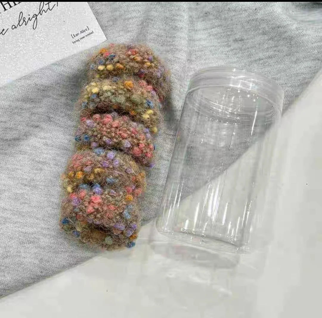New Colored Dot Plush Hair Loop – Thick High Elastic Soft Velvet Headband (Each Box)