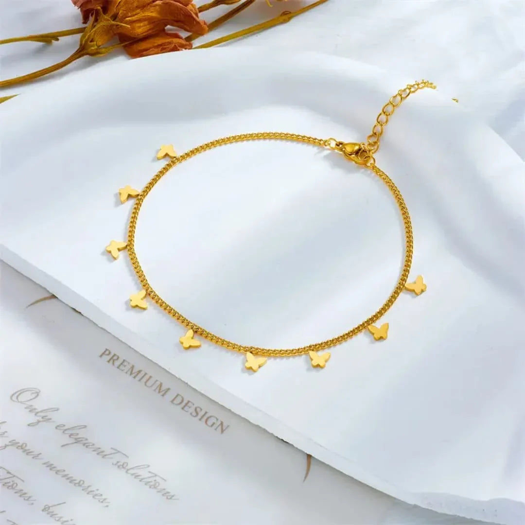 Stainless Steel Butterfly Anklet – Elegant & Trendy Foot Jewelry