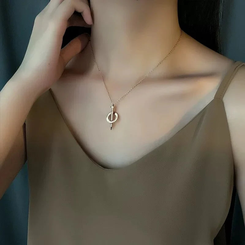 Stainless Steel Screw Pendant Necklace – Bold & Modern Style