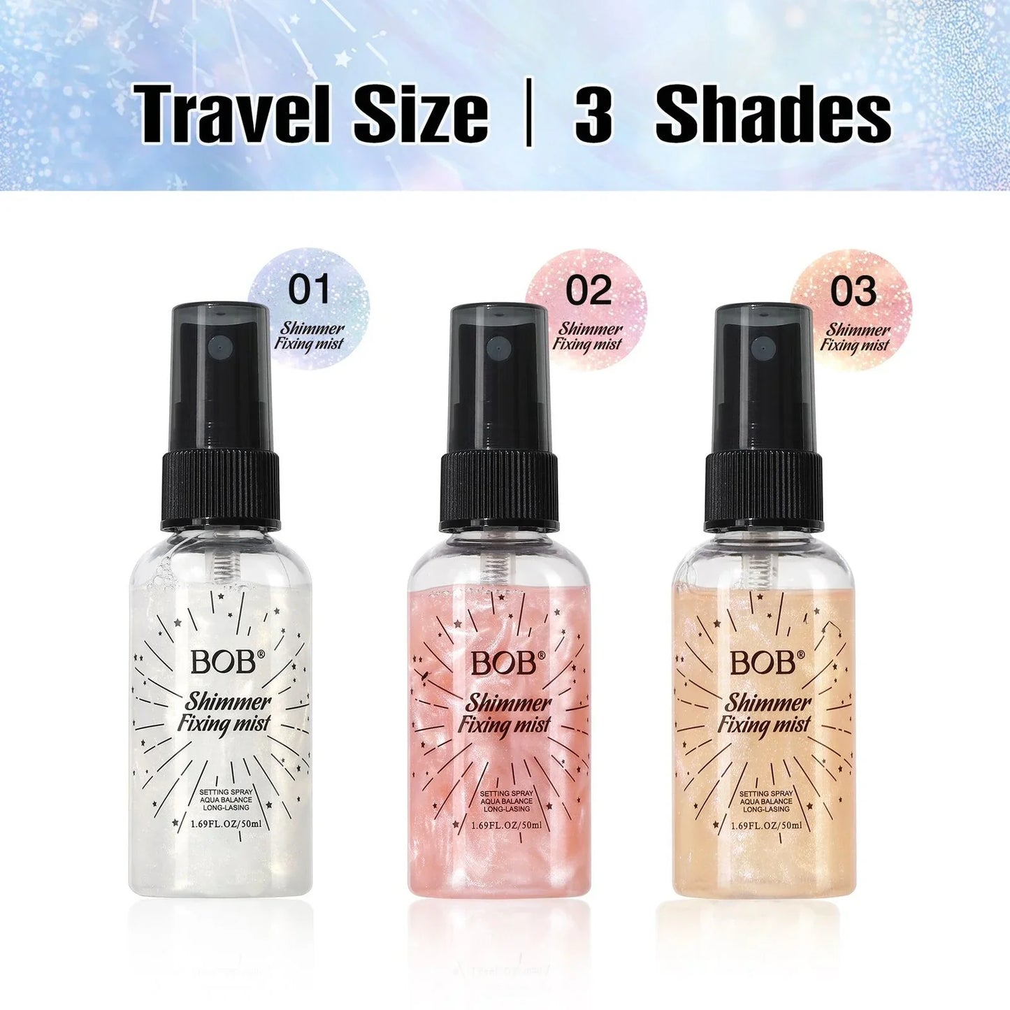 BOB Shimmer Fixing Mist – Long-Lasting Hydrating Setting Spray - 50ml