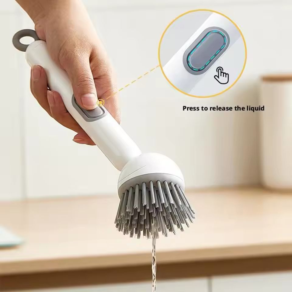 360° Rotating Kitchen Dish Brush with Soap Dispenser* Clean Dishes with Ease