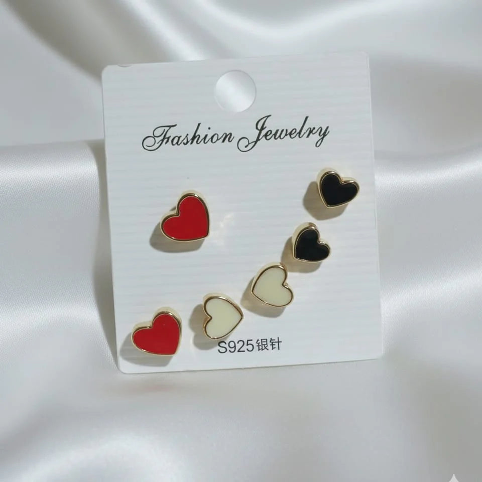 Small Heart Shape Earrings - 3Pcs