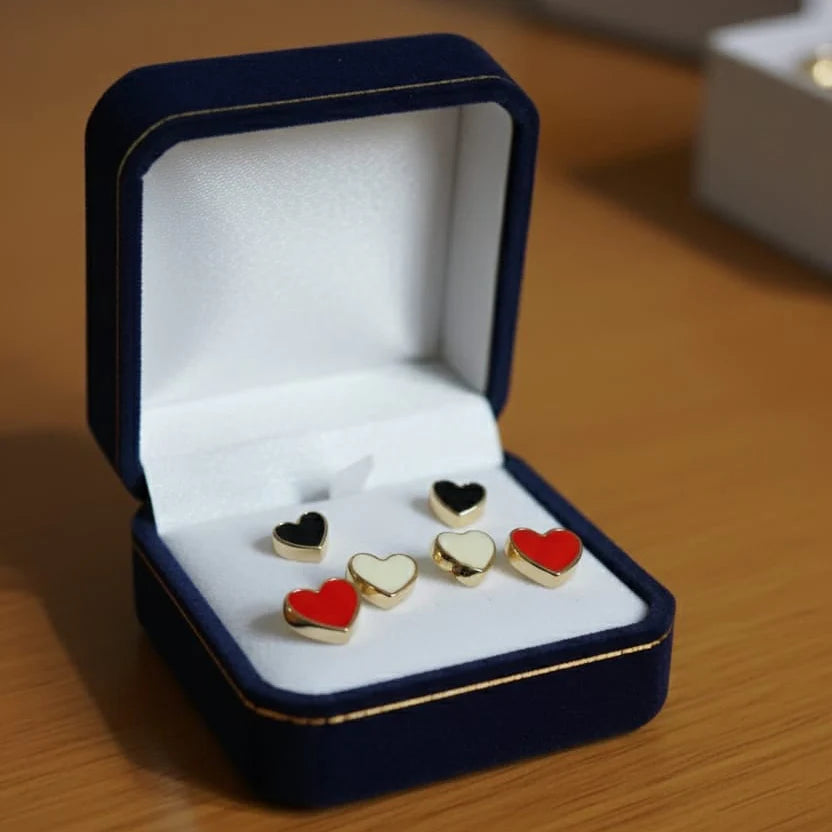 Small Heart Shape Earrings - 3Pcs