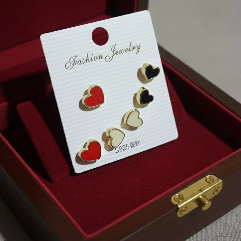 Small Heart Shape Earrings - 3Pcs