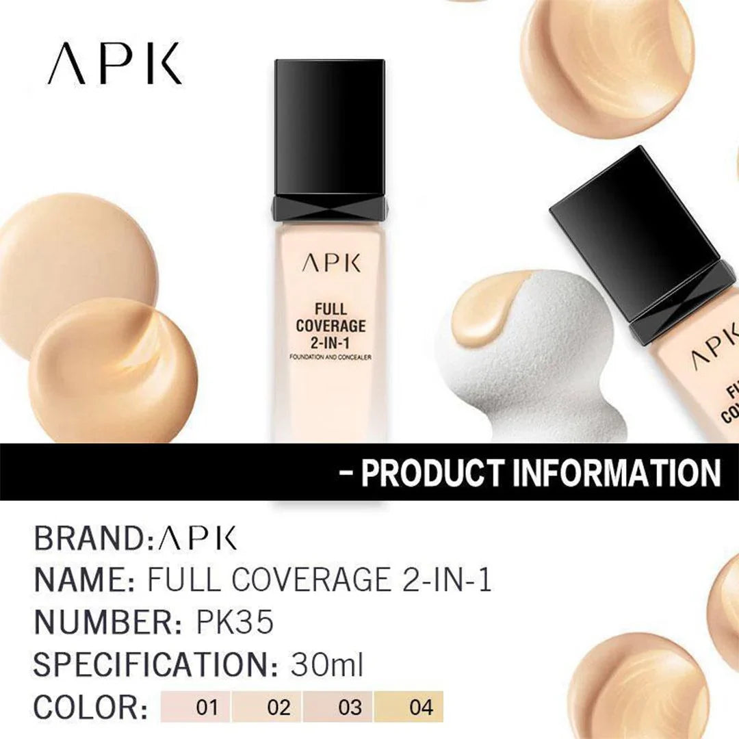APK Full Coverage 2-in-1 Foundation & Concealer – 30ml