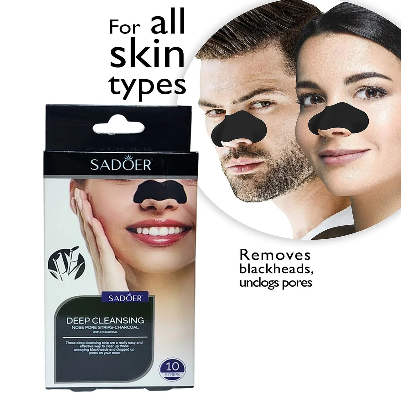 Sadoer Deep Cleansing Nose Pore Strips with Charcoal | Premium Skincare & Beauty Products in Pakistan