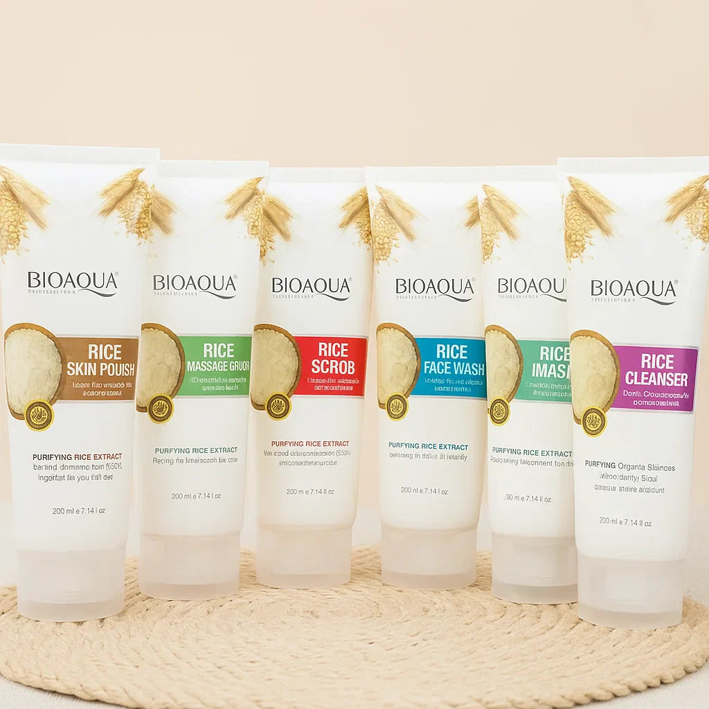Bioaqua 6-Piece Rice Facial Set - 200 ml Each | Premium Skincare & Beauty Products in Pakistan