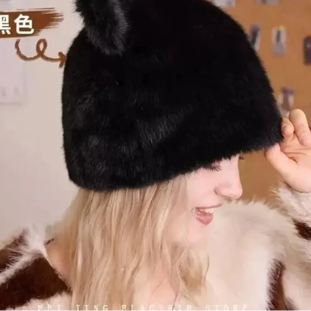 Bear Fur Woolen Cap (Random Colour)