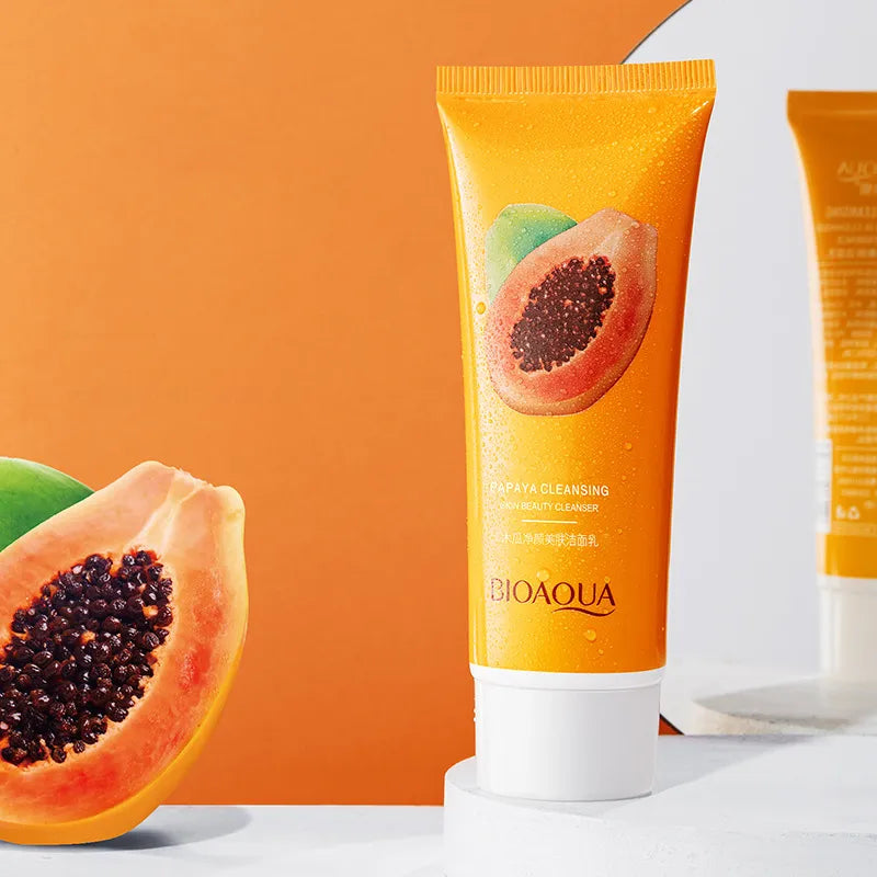 BIOAQUA Papaya Face Wash Moisturizing Shrink Pore Face Wash Foam Facial Cleanser - 100g | Premium Skincare & Beauty Products in Pakistan