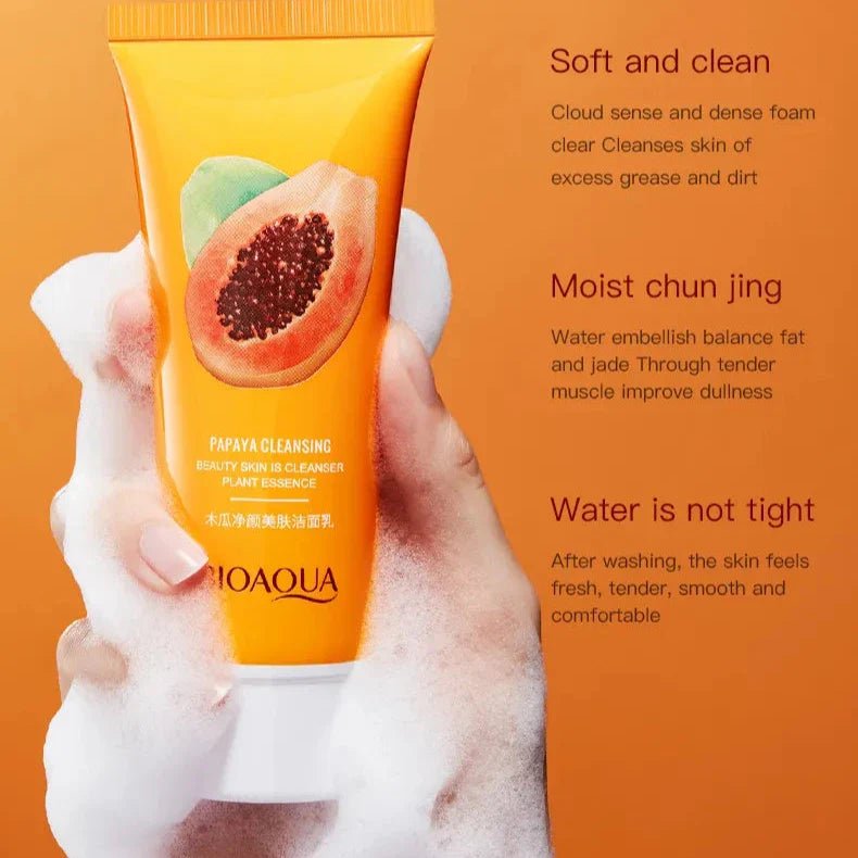BIOAQUA Papaya Face Wash Moisturizing Shrink Pore Face Wash Foam Facial Cleanser - 100g | Premium Skincare & Beauty Products in Pakistan