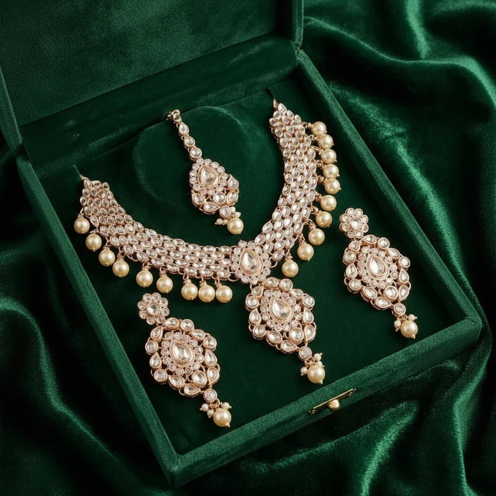 Kundan Shisha Necklace Set