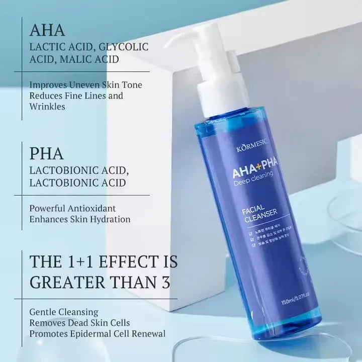 KORMESIC Deep Cleansing Hydrating Face Wash AHA+PHA Facial Cleanser - 150ml | Premium Skincare & Beauty Products in Pakistan