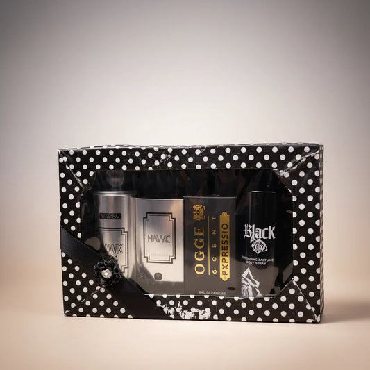 4Pcs Fragrance Gift Set  For Men (2 Body Sprays + 2 Perfumes)