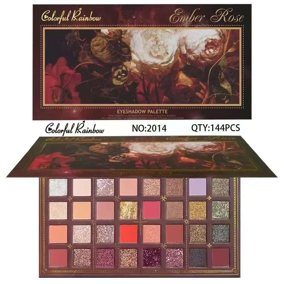 Colorful Rainbow Ember Rose Eyeshadow Palette -  32 Colors