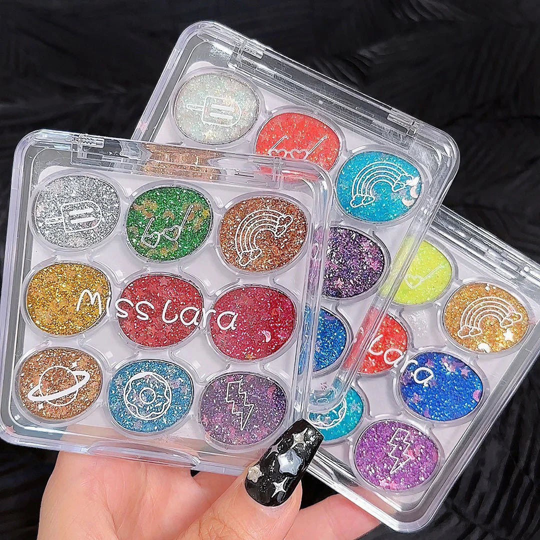 Miss Lara Cream Glitter Eyeshadow Palette - 9 Color
