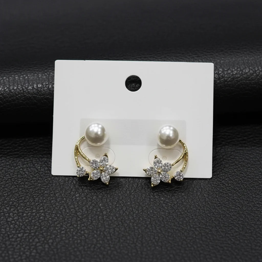 Pearl & crystal floral earrings