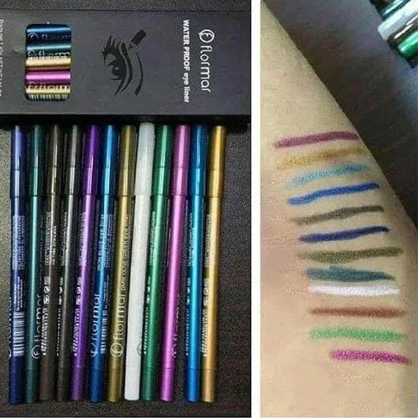 Flormar Waterproof Pencil Eyeliners -  Pack of 12