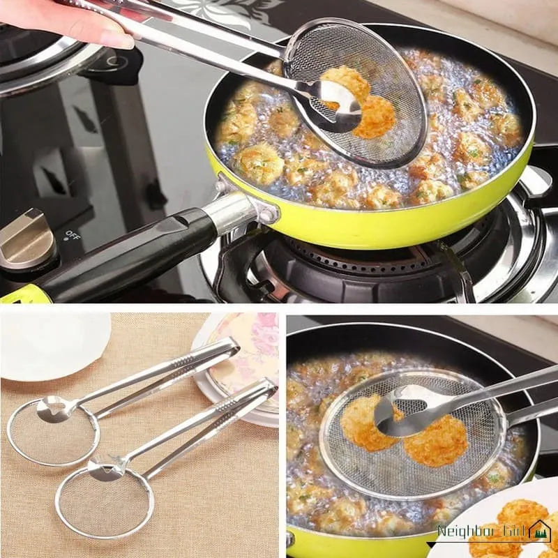Stainless Steel Frying Tong With Strainer