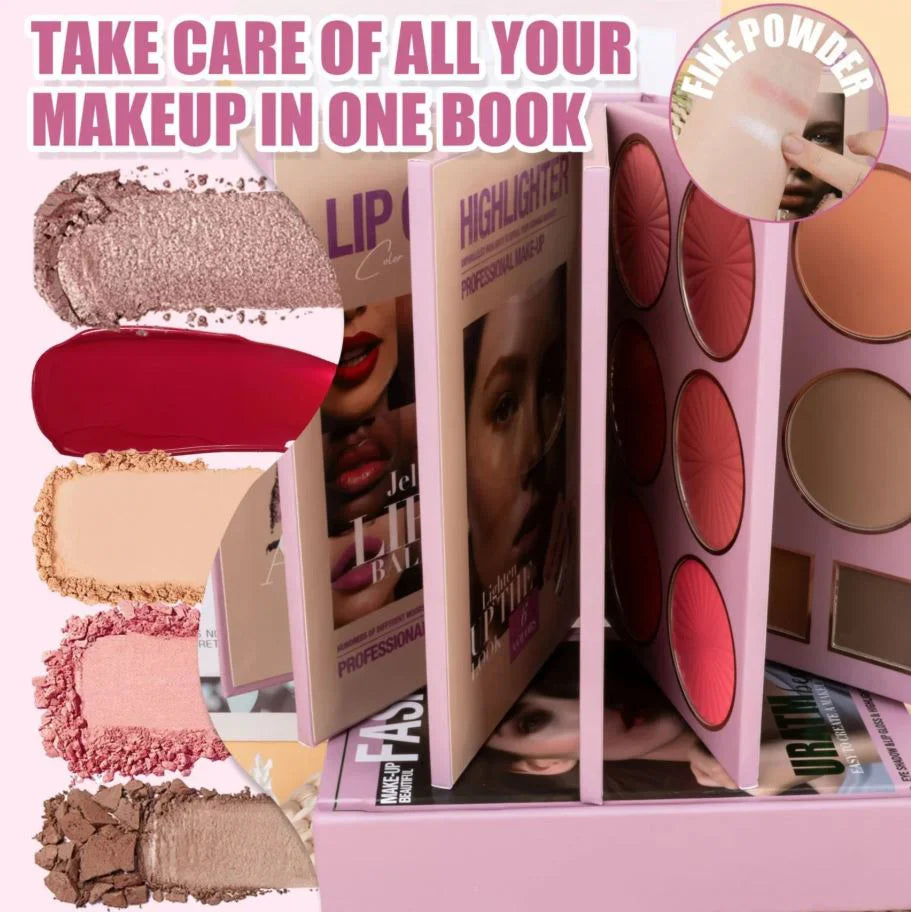 URATM Beauty Fashion Makeup Beautiful Eyeshadow Lip Gloss Highlighter Blush Contour 5 Pages Book Palette
